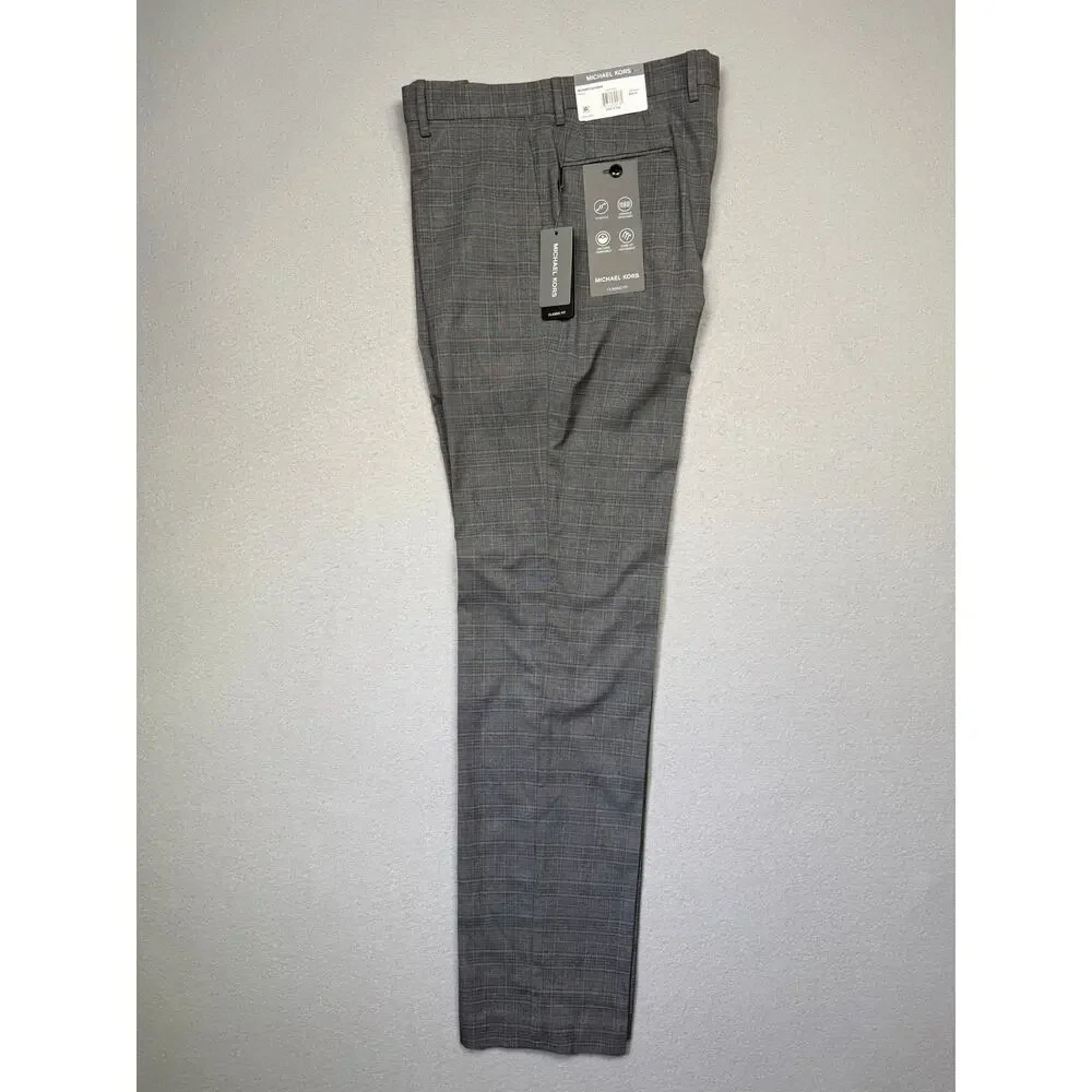 Michael Kors Men's Classic Fit Fall Pattern Pants  Gray plaid 34x34 $95